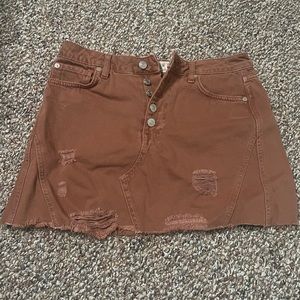We the free brown distressed denim skirt size 28